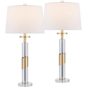 Vienna Full Spectrum Alfred 30 1/2" High Soft Brass and Crystal Column Table Lamp Set of 2 - 1 of 4
