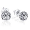 Pompeii3 1/2 Ct Halo Diamond Studs With Screw Backs White Gold Lab Created - 2 of 4