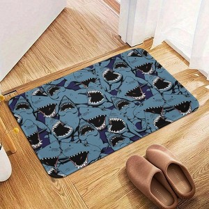 Shark Navy Bathroom Rugs Winter Bath Mat Absorbent Non Slip Bathroom Mat Christmas Soft Floor Carpet 16x20 Inches - 1 of 1