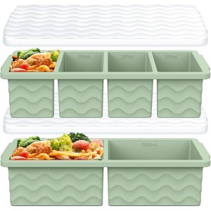 Silicone Freezer Molds with Lid, Large Ice Cube Trays for Food Storage, Freeze Portions for Meal Prep - 1 of 4