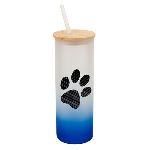 Elanze Designs Duo Diamond Puppy Dog Pawprint Wrap-Around Design 25 Ounce Frosted Gradient Glass On-The-Go Coffee Travel Skinny Tumbler Mug Cup, - 1 of 1