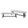 Set of 2 Outdoor Acacia Wood Benches, 63'' Modern Patio Dining Benches for Garden, Backyard, Balcony or Poolside – Cuddlewood - 3 of 4