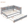 Daybed with Twin Trundle, Wooden Day Bed Pull Out with USB Ports and Storage Shelf, Twin Size Frame for Kids or Guests-Maison Boucle - 4 of 4
