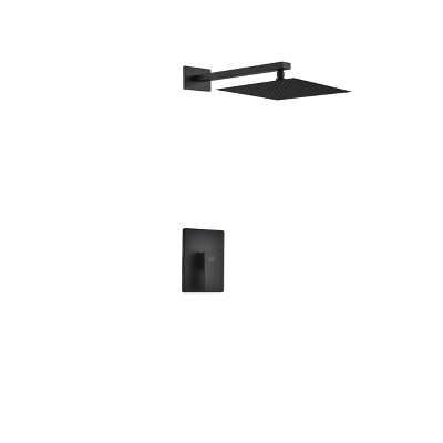 KubeBath Aqua Piazza by KubeBath 1-Way Rough-In Valve With Cover Plate, Handle and Diverter - Matte Black Finish