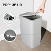 LunaLulinlk Bathroom Trash Can with Lid 4.0 Gallon Small Garbage Can with Press Top Lid, Plastic Wastebasket with Pop-up Lid Grey - 3 of 4