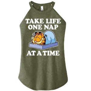 Women's - Garfield - Take Life One Nap Graphic High Neck Tank - 1 of 3