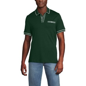 Lands' End Men's Short Sleeve Tipped Welt Pocket Supima Polo - 1 of 3