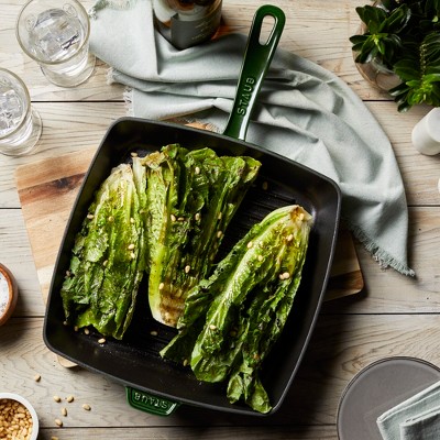Staub 12-inch Basil Green Cast Iron Square Grill Pan