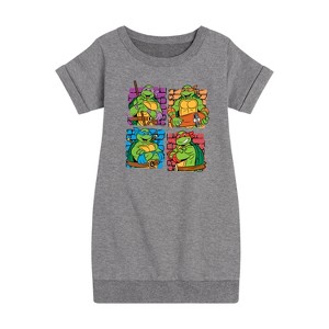 - Teenage Mutant Ninja Turtles - Bricks Graphic Short Sleeve Fleece Dress - 1 of 4