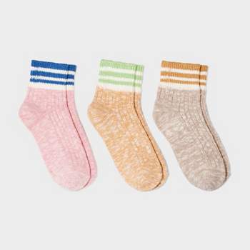 Women's Striped Varsity Marled Ankle Socks 3pk - Universal Thread™ 4-10