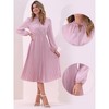 INSPIRE CHIC Women's A-Line Flowy Long Sleeve Tie V Neck Pleated Midi Dress - 2 of 4