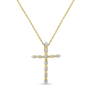 Haus of Brilliance 10K Yellow Gold Plated Silver Diamond Accent Cross Pendant Necklace - 1 of 4