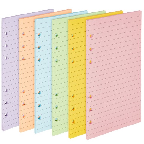 Paper Junkie 6 Colored A6 Refill Paper For 6-ring Binder, Journal, Planner, Loose Leaf Colored Lined Paper Inserts (240 Sheets/480 Pages) : Target