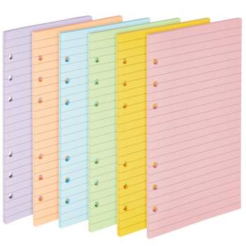 Paper Junkie 6 Pack Colored A6 Refill Paper for 6-Ring Binder, Journal, Planner, Loose Leaf Colored Lined Paper Inserts (240 Sheets/480 Pages)