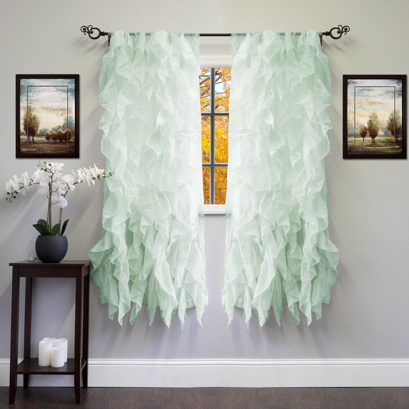 Chic Sheer Voile Vertical Ruffled Tier Window Single Panel Curtain by Sweet Home Collection™, 1 of 2