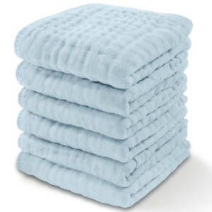 Baby Washcloths Muslin Cotton, Large 10”x10” by Comfy Cubs - 1 of 4