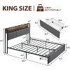 Bed Frame with Storage Headboard LED Lights Platform Bed Frame with Charging Station Metal Bed Frame with 2 Drawers No Box Spring Needed Noise-Free E - 2 of 4