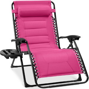 Best Choice Products Oversized Padded Zero Gravity Chair, Folding Outdoor Patio Recliner w/ Side Tray - 1 of 4