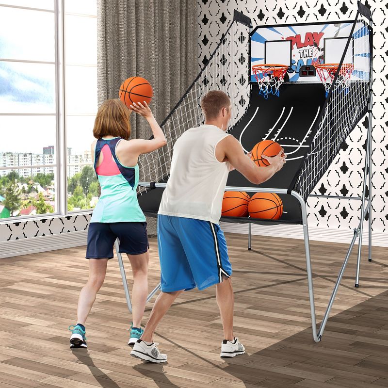 Costway Dual LED Electronic Shot Basketball Arcade Game with 8 Game Modes 4 Balls Foldable, 4 of 11