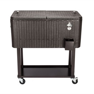 Karl Home 80 QT Brown Patio Cooler Cart - 1 of 4