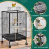 Yaheetech 31-Inch Wrought Metal Birdcage with Rolling Stand, Black - 4 of 4