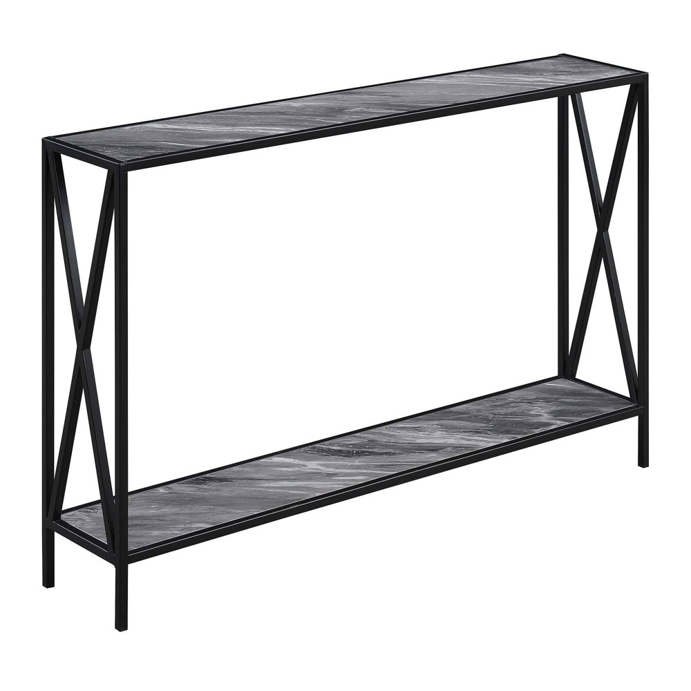 Breighton Home Tucson Console Table with Shelf in Gray Faux Marble/Black
