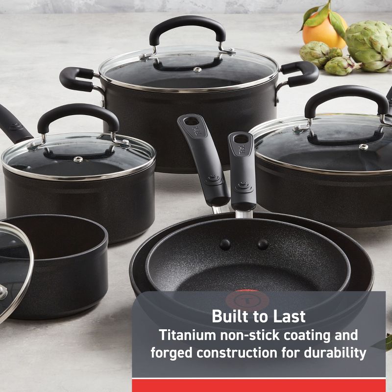 T-fal 12pc Expert Forged Nonstick Cookware Set Black, 3 of 8