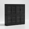 PexFix Wood Grain Glass Door Storage Cabinet Modern Display Organizer Dust Storage Shelves - 3 of 4
