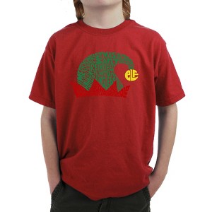 LA Pop Art Christmas Elf Hat - Boy's Word Art T-Shirt - 1 of 4