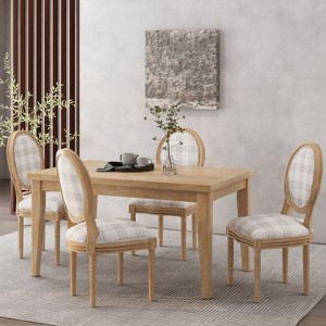 GDFStudio Newman Traditional Upholstered Rubberwood Dining Chairs (Set of 4) - 1 of 4