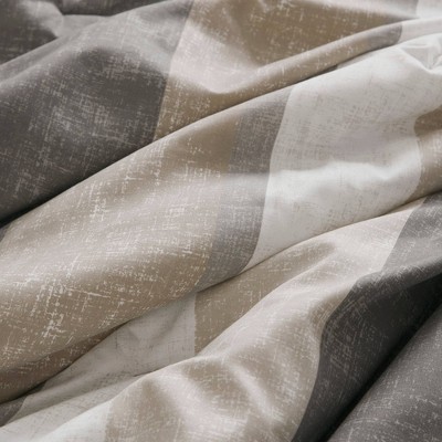 Full Taupe and Grey Microfiber Reversible Bed in a Bag Set
