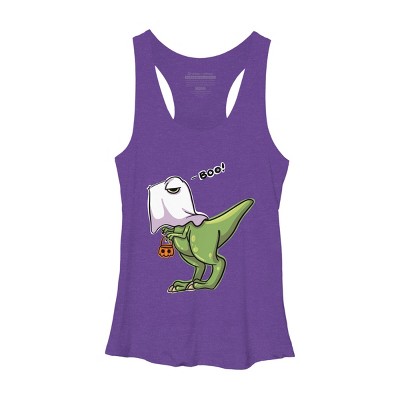 Women's Design By Humans Halloween Ghost Dinosaur By whynot007 Racerback Tank Top
