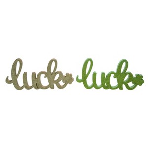 Transpac MDF Glitter Luck sign Set of 2 St Patrick Home Decorations - 1 of 1