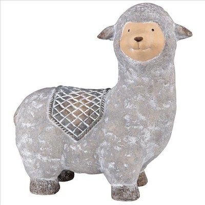 Gray Faux Stone Alpaca Garden Statue