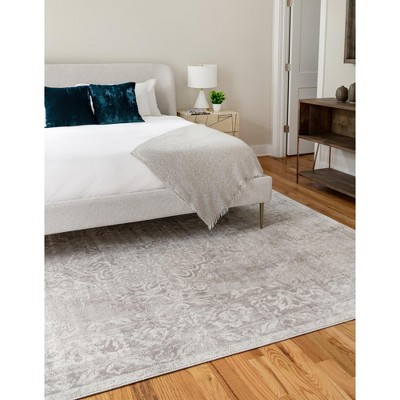 Gray Rectangular 4' x 6' Synthetic Stain-Resistant Area Rug