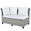 Sapphtopaz Patio Furniture Set Rattan Loveseat Sectional Lounge Couch with Cushions and Ottoman Rectangular Coffee Table for Backyard, Terrace - 2 of 4