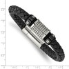 Black Bow Jewelry Two Tone Stainless Steel Black Leather Textured Bead Bracelet, 8.5 In - image 4 of 4