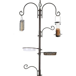 Snynuxx Deluxe Bird Feeding Station Kit With Multi Feeder Hanging Pole, Metal Suet Feeder, Mesh Tray for Attracting Wild Birds and Planter Hanger - 1 of 4