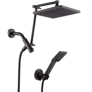 BRIGHT SHOWERS Dual Shower Head Combo with Extension Arm, 8“ Rainfall Shower Head with Handheld Shower head - 1 of 4