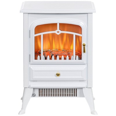 SEVOBAL Fireplace Insert Heater Mantel 3D Flame Fireplace Stove Bottom Air Outlet Fire Place Panoramic Fire Place Heater, White, 16.1"*11.8"*20.1"