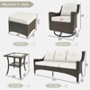 YARDSIGHT 6-Piece Outdoor Patio Furniture Cushioned Sofa, 2 Swivel Chairs, Ottomans & Side Table, All-Weather Wicker for Patio, Garden & Backyard - 3 of 4