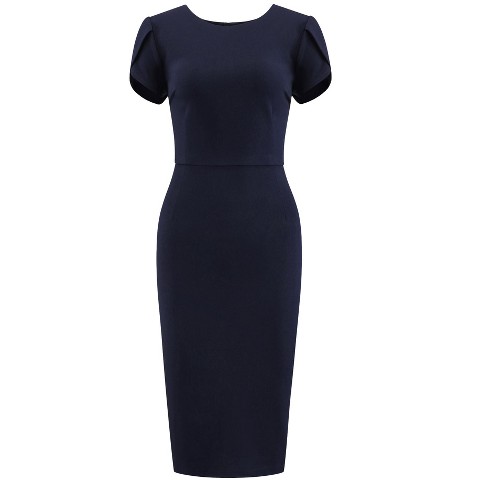 Женские платья INSPIRE CHIC Women's Wear to Work Sheath Petal Sleeve Elegant Office Pencil Dress Small Navy Blue