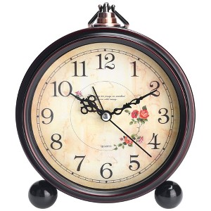 REGALWOVEN Metal Battery Powered Silent Vintage Desk Clock 5.9 x 5.1 x 2 Inches - 1 of 4