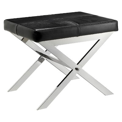 Ornelas Metal Base Bonded Leather Stool Black - Inspire Q