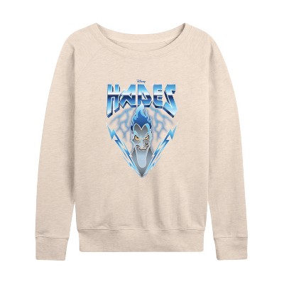 Women's - Disney Villains - Hades Glam Rock Lightweight French Terry Wide Neck Long Sleeve Shirt