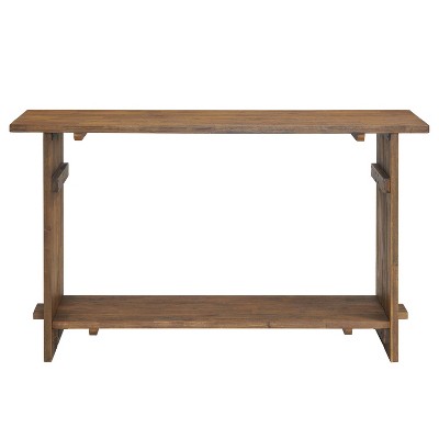 Bethel 52" Natural Acacia Wood Console Table with Storage Shelf
