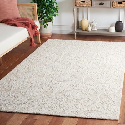 Ivory Floral Hand-Tufted Wool 4' x 6' Area Rug