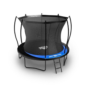 SpaceJump Lunar Trampoline, Outdoor 10 Foot Round Bouncer, Backyard Active Play Set with Safety Net, 330 Pound Weight Capacity, Black/Blue - 1 of 4