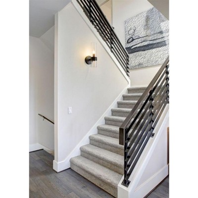 Matte Black Dimmable Steel Wall Sconce with Glass Shade
