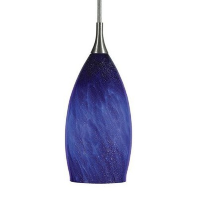Cal Lighting UP-995/6-BS Pendant with Blue Art Glass Shades, Brushed Steel Finish, See Image